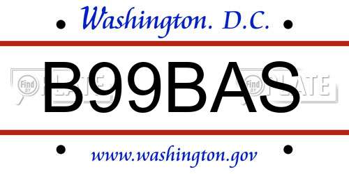 B99BAS District Of Columbia License Plate
