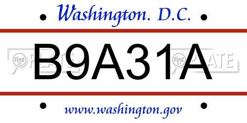 B9A31A District Of Columbia License Plate