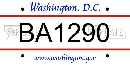 BA1290 District Of Columbia License Plate
