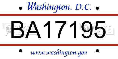 BA17195 District Of Columbia License Plate