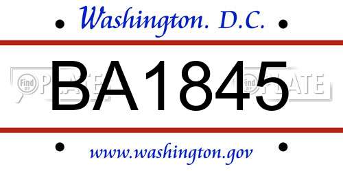 BA1845 District Of Columbia License Plate