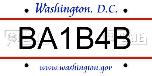 BA1B4B District Of Columbia License Plate