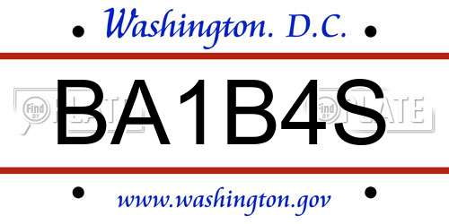 BA1B4S District Of Columbia License Plate