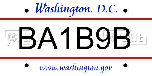 BA1B9B District Of Columbia License Plate