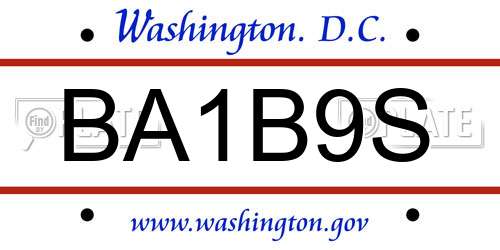 BA1B9S District Of Columbia License Plate