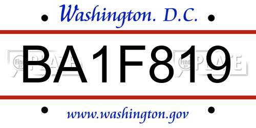BA1F819 District Of Columbia License Plate