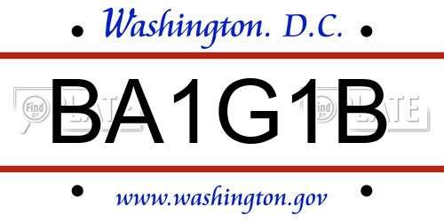 BA1G1B District Of Columbia License Plate