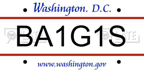 BA1G1S District Of Columbia License Plate