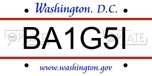 BA1G5I District Of Columbia License Plate
