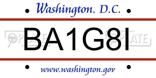 BA1G8I District Of Columbia License Plate