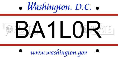 BA1L0R District Of Columbia License Plate
