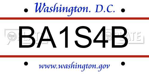 BA1S4B District Of Columbia License Plate
