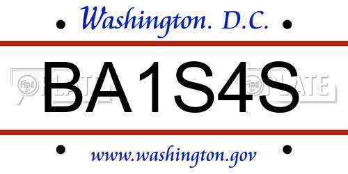 BA1S4S District Of Columbia License Plate