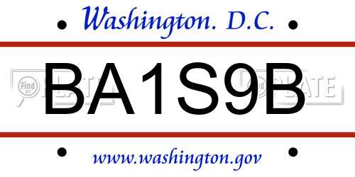 BA1S9B District Of Columbia License Plate