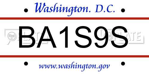 BA1S9S District Of Columbia License Plate