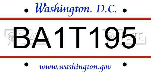 BA1T195 District Of Columbia License Plate
