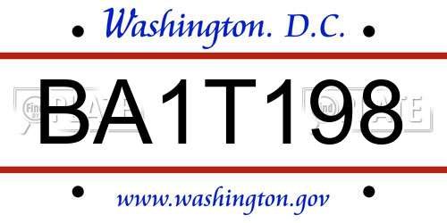 BA1T198 District Of Columbia License Plate