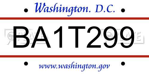 BA1T299 District Of Columbia License Plate