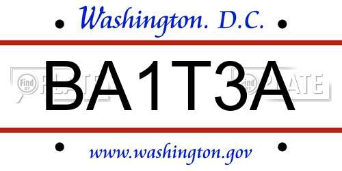BA1T3A District Of Columbia License Plate