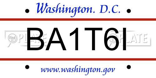 BA1T6I District Of Columbia License Plate