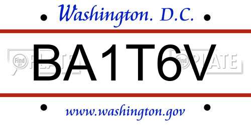 BA1T6V District Of Columbia License Plate