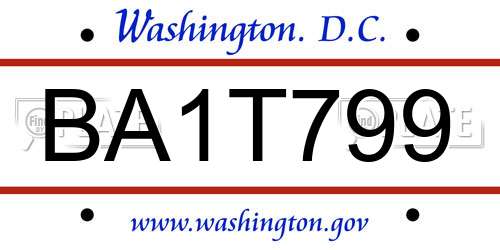 BA1T799 District Of Columbia License Plate
