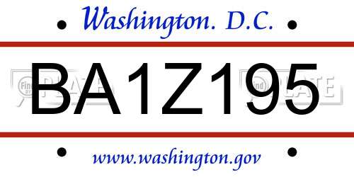 BA1Z195 District Of Columbia License Plate