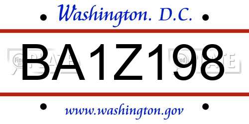 BA1Z198 District Of Columbia License Plate