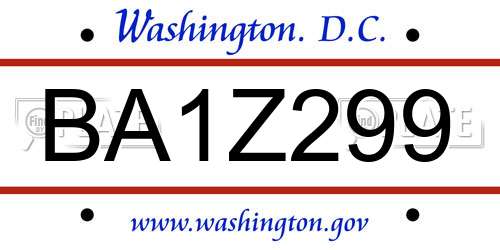 BA1Z299 District Of Columbia License Plate