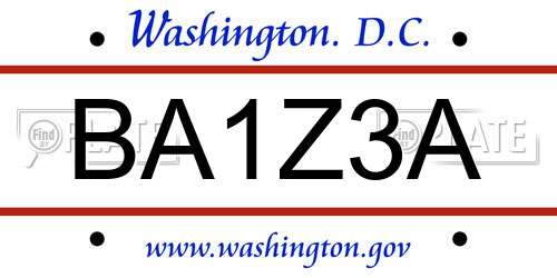 BA1Z3A District Of Columbia License Plate