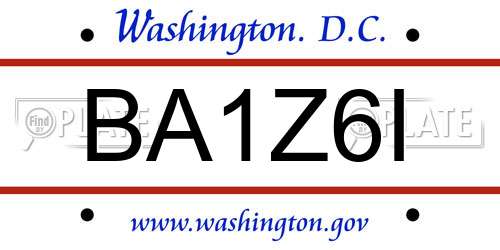 BA1Z6I District Of Columbia License Plate