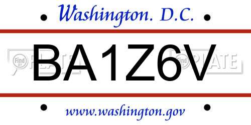 BA1Z6V District Of Columbia License Plate