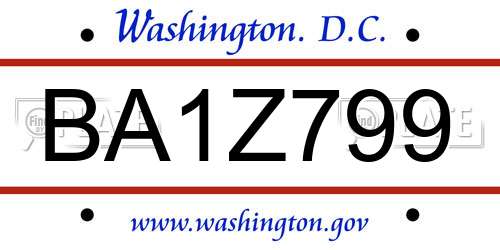 BA1Z799 District Of Columbia License Plate