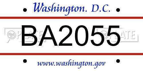 BA2055 District Of Columbia License Plate