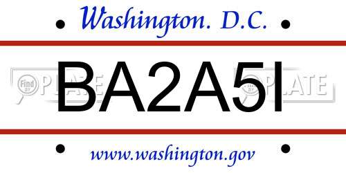 BA2A5I District Of Columbia License Plate