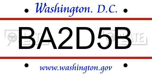 BA2D5B District Of Columbia License Plate