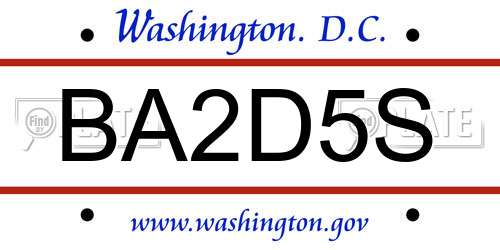 BA2D5S District Of Columbia License Plate