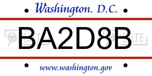 BA2D8B District Of Columbia License Plate
