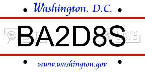 BA2D8S District Of Columbia License Plate