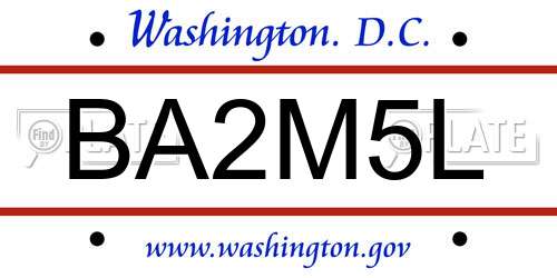 BA2M5L District Of Columbia License Plate