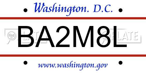 BA2M8L District Of Columbia License Plate