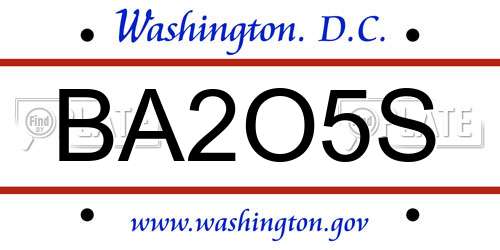 BA2O5S District Of Columbia License Plate