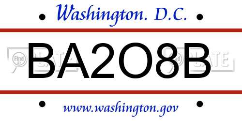 BA2O8B District Of Columbia License Plate