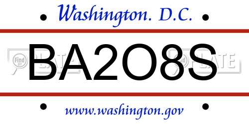 BA2O8S District Of Columbia License Plate
