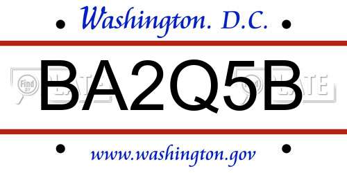 BA2Q5B District Of Columbia License Plate