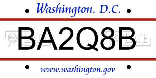 BA2Q8B District Of Columbia License Plate