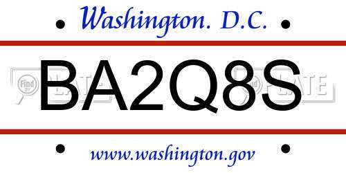 BA2Q8S District Of Columbia License Plate