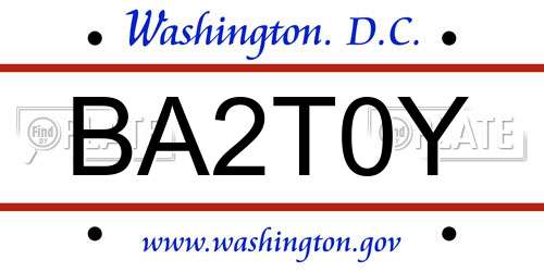 BA2T0Y District Of Columbia License Plate