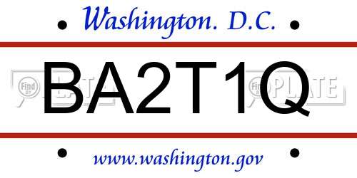 BA2T1Q District Of Columbia License Plate