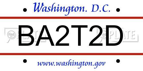 BA2T2D District Of Columbia License Plate